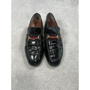 Gucci Vintage Mens Horsebit Loafers Black Patent Leather Size 41.5 M Italy